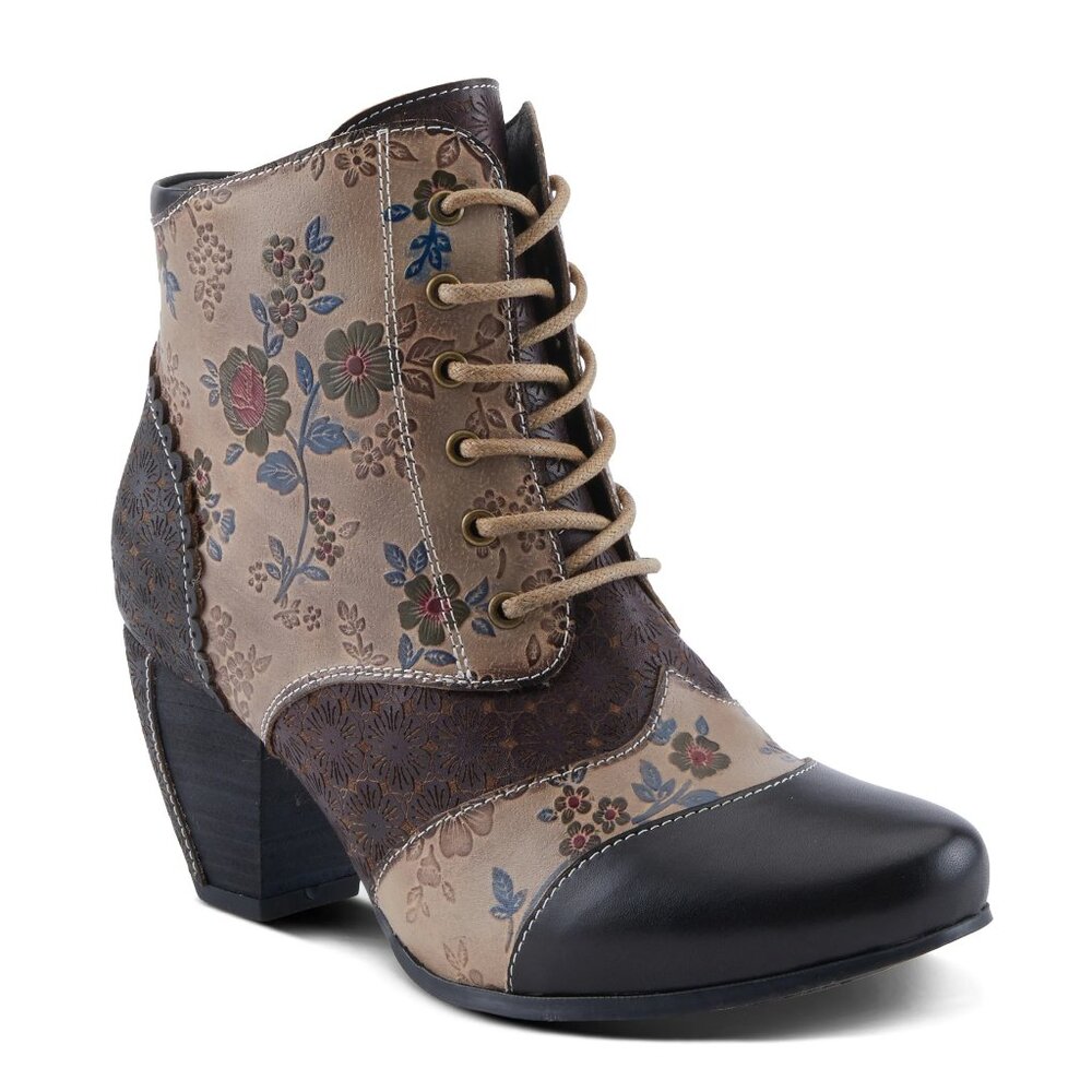 L'ARTISTE HIADELVICE BOOTS BLACK MULTI GOTH FLOWER ANKLE 9.5